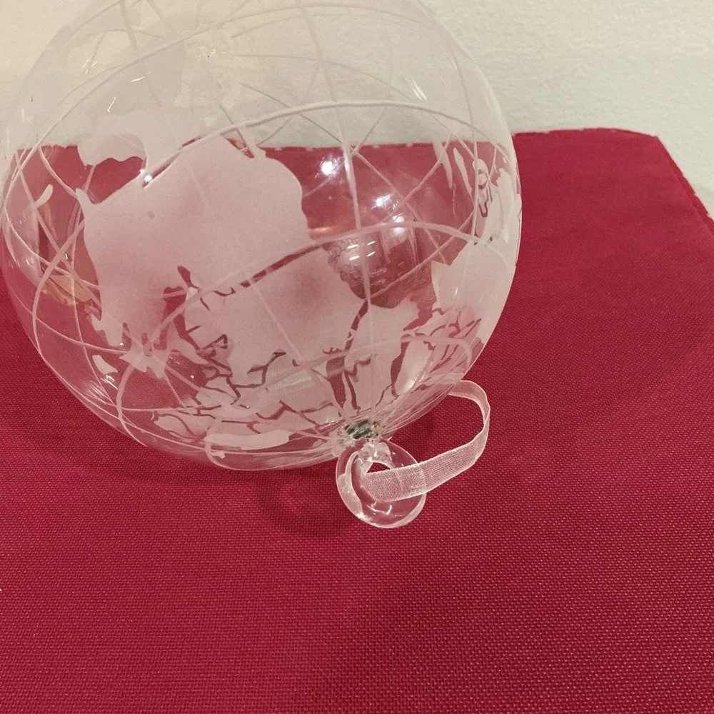 Planet Earth World Map Globe Blown Glass Christmas Ornament Pottery Barn RARE